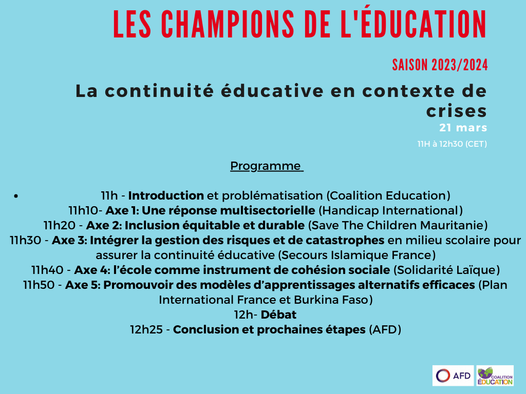 Photo couverture Champions de l'éducation 2023-24: la continuité éducative en contexte de crises