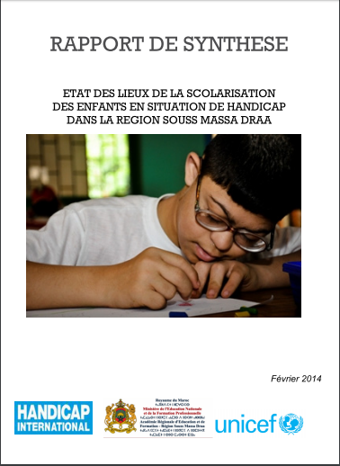 Photo couverture Rapport de Handicap International et l'UNICEF sur la scolarisation des enfants en situation de handicap dans la région de Souss Massa Draa au Maroc
