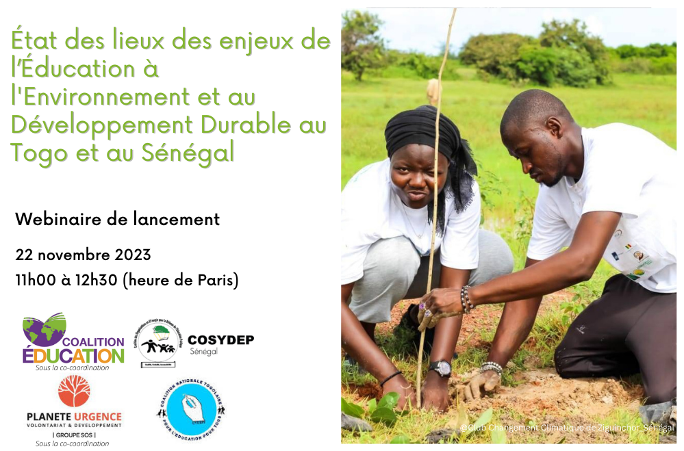 Photo couverture Invitation. Webinaire de lancement du rapport État des lieux des enjeux de l'EEDD au Togo et au Sénégal