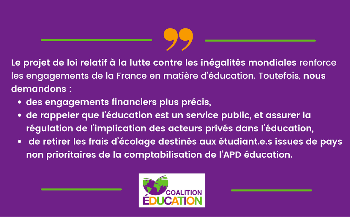 Photo couverture Loi développement solidaire : réaction sur le volet éducation 