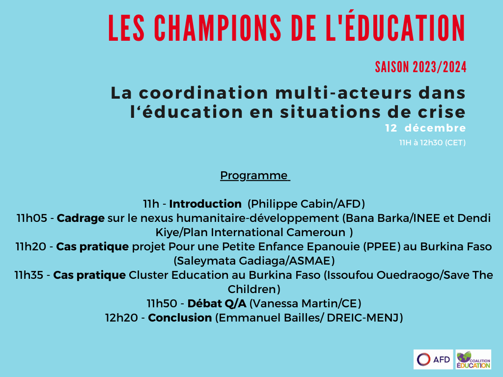 Photo couverture Champions de l'éducation 2023-24: la coordination multi-acteurs dans l'éducation en situations de crise