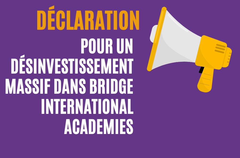 Photo couverture Déclaration. Les organisations de la société civile demandent aux investisseurs dans Bridge International Academies de se désinvestir immédiatement