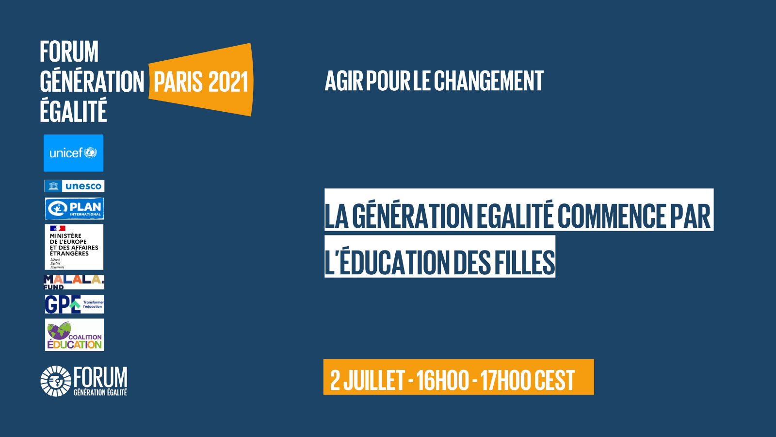 Photo couverture Evénement. « La Génération Egalité commence par l'éducation des filles ». 2 juillet, 16h00 à 17h00 