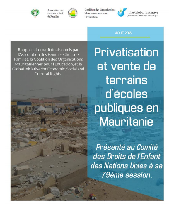Photo couverture Rapport sur les « menaces » de la privatisation de l'éducation en Mauritanie  