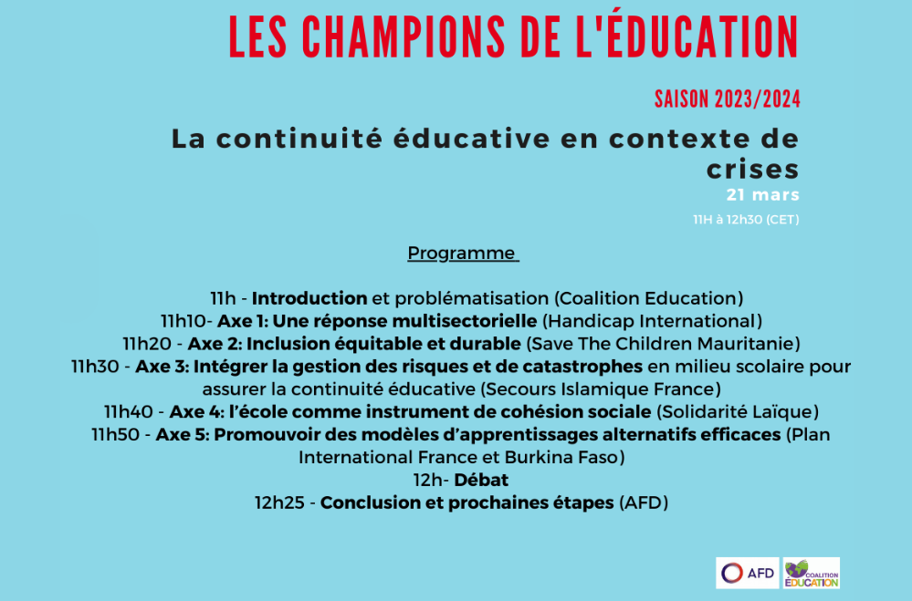 Photo couverture Champions de l'éducation 2023-24: la continuité éducative en contexte de crises