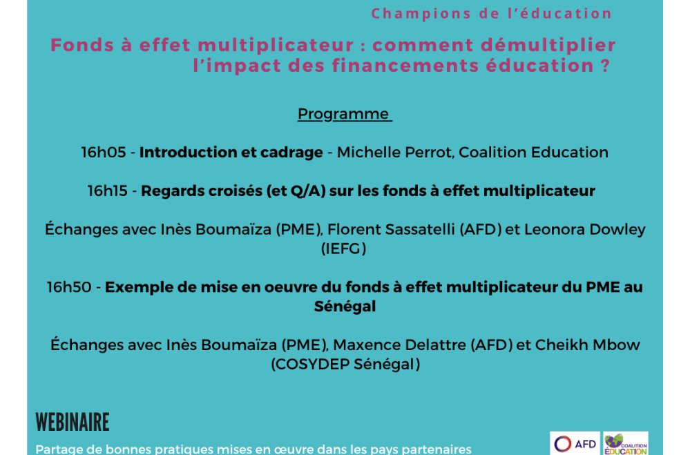 Photo couverture CDE. Fonds à effet multiplicateur : comment démultiplier l'impact des financements éducation ?